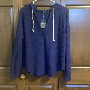 NWT Forever 21 Knit Navy Top with Hood